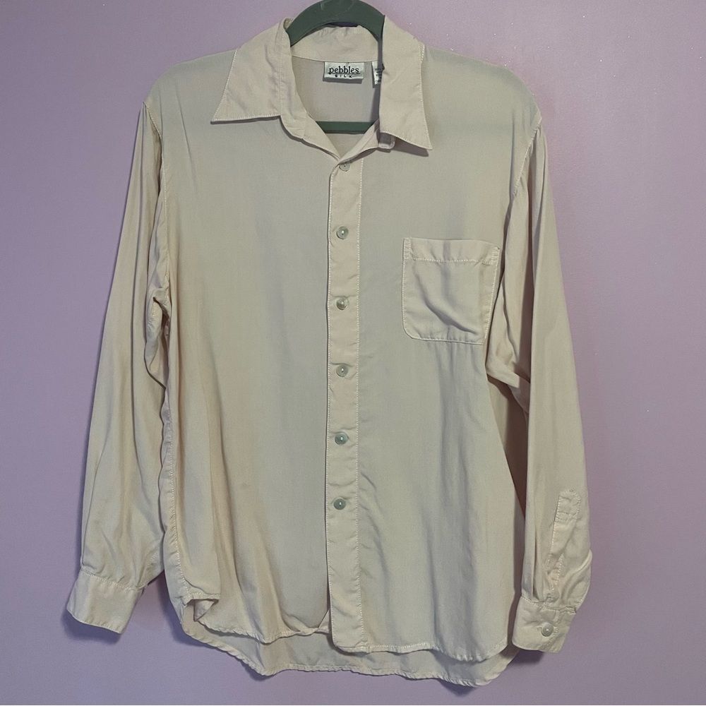 Pebbles S 100% Silk Long-Sleeve Button-Up Shirt Pink